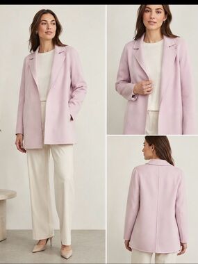 Theory Sileena Winsome 2 Petal Pink Wool Cashmere Coat Size L